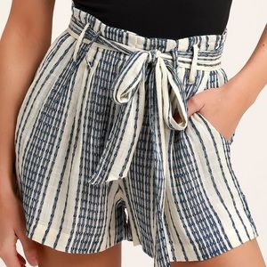 Laguna Blue Striped High Waist Shorts